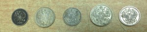 5 монеток серебром