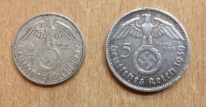 5 марок 1939 и 2 марки 1937 серебро