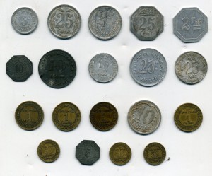 Подборка жетонов и нотгельдов Франция-Германия 20-е гг 19 шт
