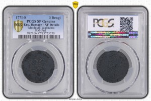 пара 3 деньги 1771 вензельная в слабе PCGS