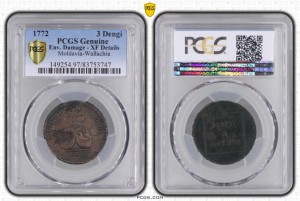 пара 3 деньги 1772 ВАЛАК в слабе PCGS