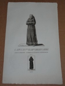 Гравюра 1780 г. Монашеские ордена Монах 42-27 см. ВЕРЖЕ