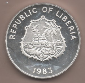 Либерия 2 доллара 1983 год R