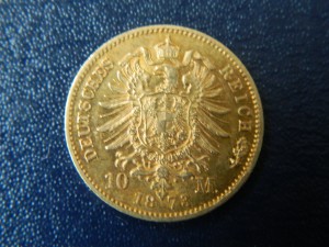 10 m Hamburg 1873 золото редкая