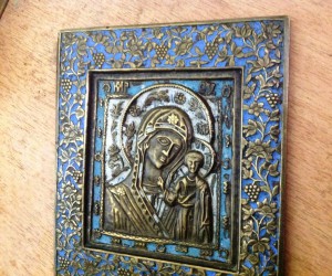 Казанская Пресвятая Богородица Эмаль Клеймо мастера