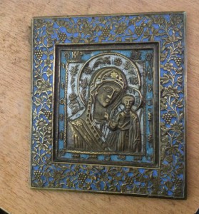 Казанская Пресвятая Богородица Эмаль Клеймо мастера