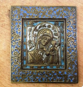 Казанская Пресвятая Богородица Эмаль Клеймо мастера