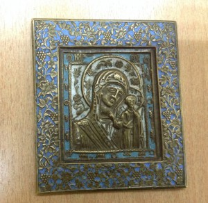 Казанская Пресвятая Богородица Эмаль Клеймо мастера