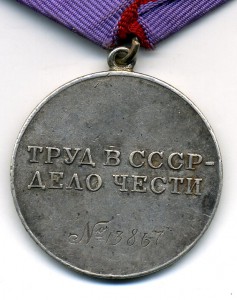 " За Трудовую Доблесть " №13867.