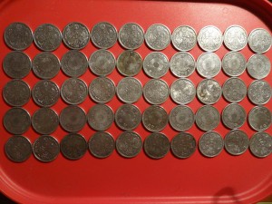 Япония 50 сен серебро 50 шт.