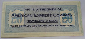 Canadian dollar travelers cheque 20$ specimen