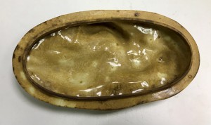 Агитационная довоенная фаянсовая шкатулка. Женщина-колхозниц