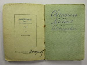 Комплект на ст. техн. лейтенанта авиации. Подписи ГСС.