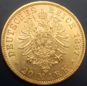 20 марок 1887г. Пруссия