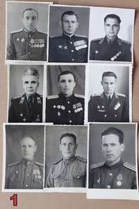 Три лота по 9 фото офицеров с наградами