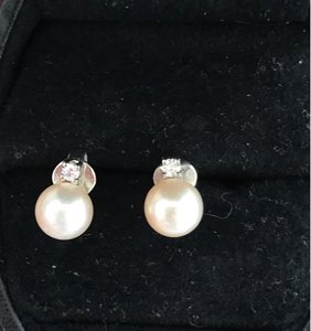 Серьги золото жемчуг и бриллиант