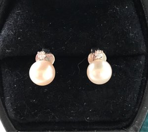 Серьги золото жемчуг и бриллиант