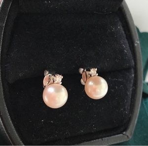 Серьги золото жемчуг и бриллиант