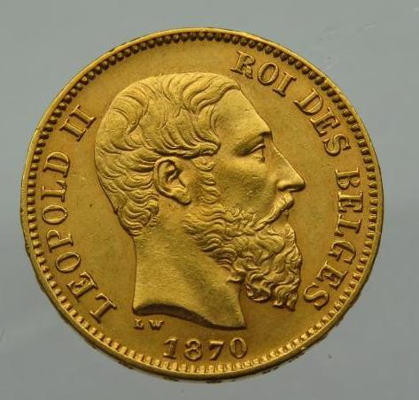 20 франков. Бельгия. Золото