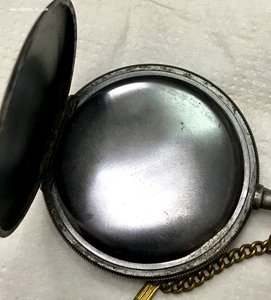 Редкие вороненые карманные часы с шатленом.