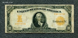 США 10$ 1907 год Gold certificate золотой сертификат
