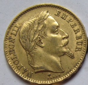 20 франков 1868г. Франция