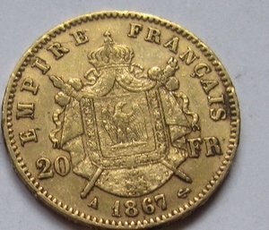 20 франков 1867г. Франция