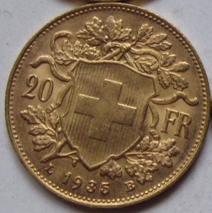 20 франков 1935г. Швейцария