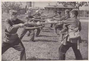 Занятия по рукопашному бою. 1942-1944 гг. 3 фото.