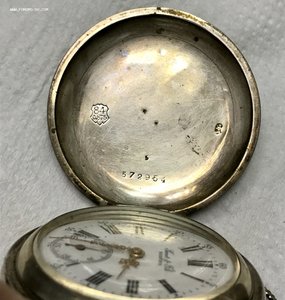 Серебряные карманные часы perret fils brenets. 84-я проба.