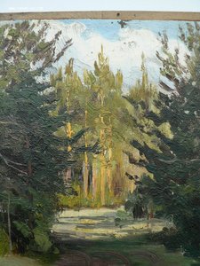Картина "Дорога в лесу", холст, масло.