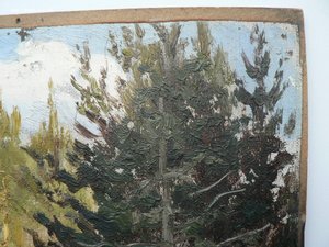 Картина "Дорога в лесу", холст, масло.