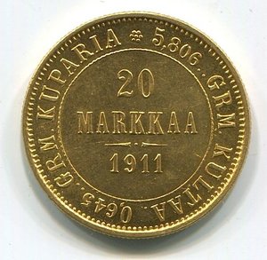 20 марок для Финляндии 1911 года.
