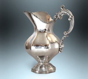 Большой кувшин, цветочный орнамент, Испания, серебро!