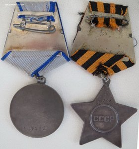 Танкист с Т-34. Слава 3ст № 107 тыс и Отвага № 901 тыс.