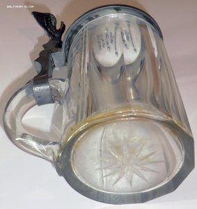 Пивная кружка 1905г,  стекло+фарфор+цинк
