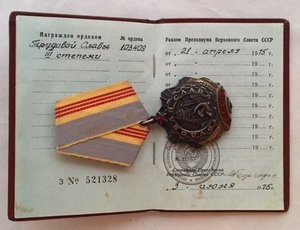 Трудовая Слава3ст. С документом. Люкс.