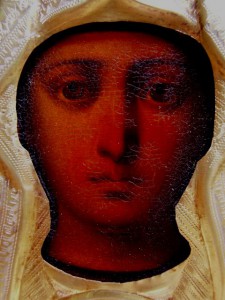 Икона "Божья Матерь" в серебр. окладе.
