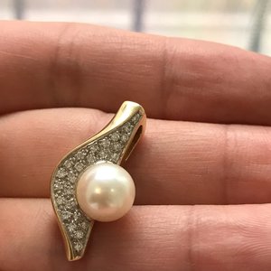 Подвеска ЖЕМЧУГ куча бриллиантиков..золото