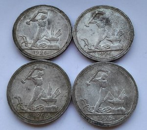 8 полтинников ,2 шт 1922г, 2 шт 1925г, 4 шт 1926г.