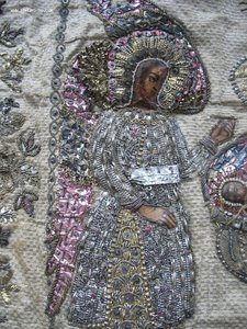 Покровец.Большой воздух.Агнец Божий.Шитьё,серебро,жемчуг.