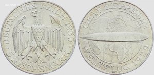 Веймар 5 марок 1930 А Цеппелин