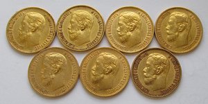 5 рублей 1898-1899 г, 7 штук.