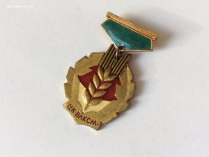 Знак ЦК ВЛКСМ "Золотой колос". Первый тип. Редкий.