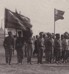 Парад одной из частей РККА в Тюмени. Знамёна. 1923 год.