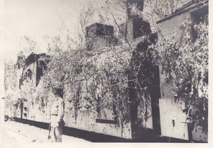 Советский бронепоезд на огневой позиции. 1943 год.