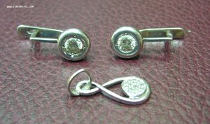 Комплект белое золото 585 - брилики