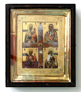 Икона Распятие Христово Богородичная Четырехчастная