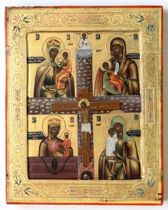 Икона Распятие Христово Богородичная Четырехчастная