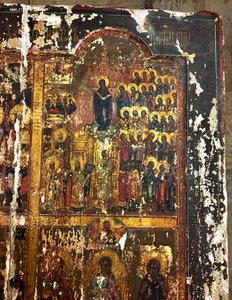 Большая ковчежная икона по золоту. Четырехчастник.
